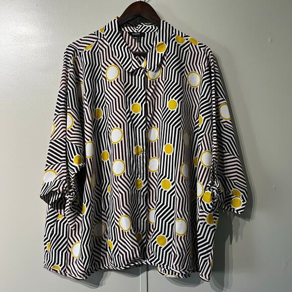 Alfani Tops - Alfani Artsty Geo Collared Button Down A Line Career Blouse | Women's Size 3X